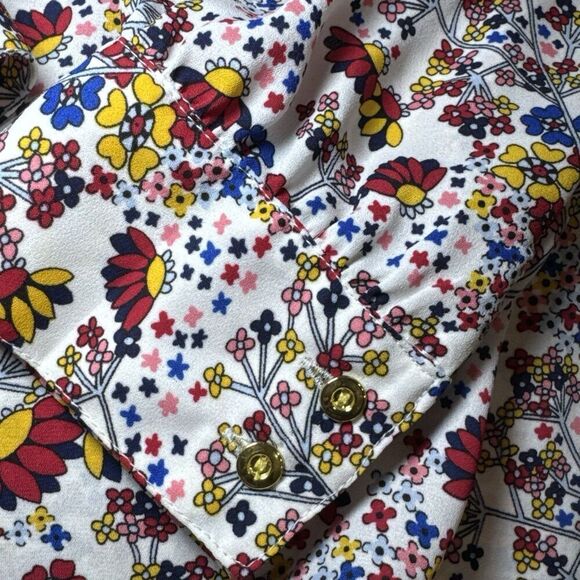 TALBOTS Womens TOP Long Sleeve RED Yellow Blue FLORAL SZ LP - Picture 5 of 7